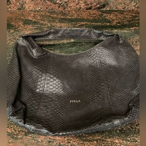 Vintage Furla black hobo bag - genuine leather